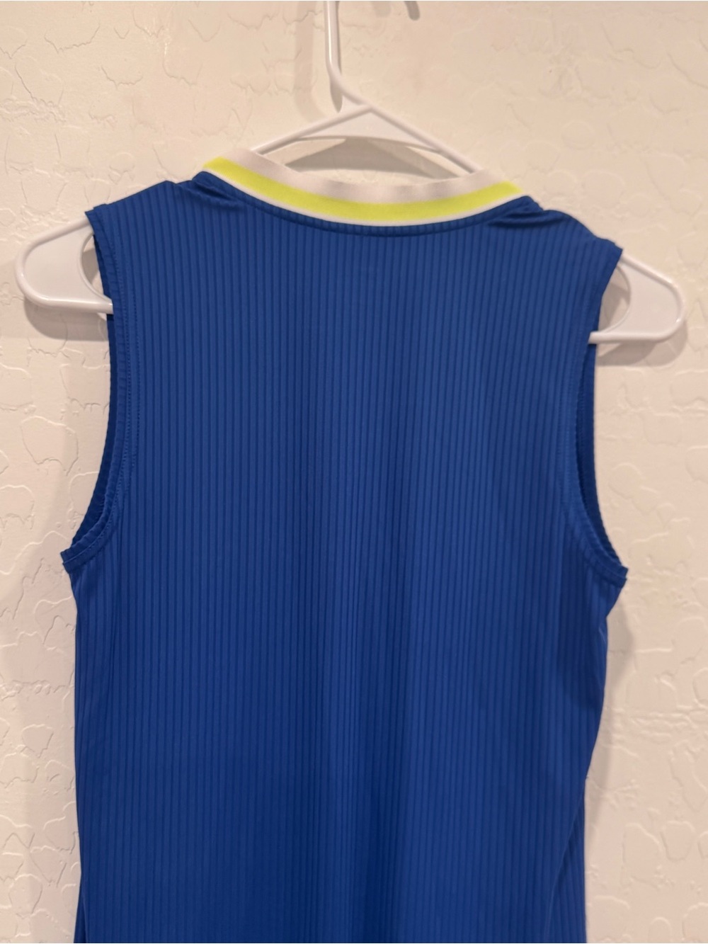 Slazenger Blue Sleeveless Tennis Dress with White and Neon Yellow Trim - Picture 8 of 9
